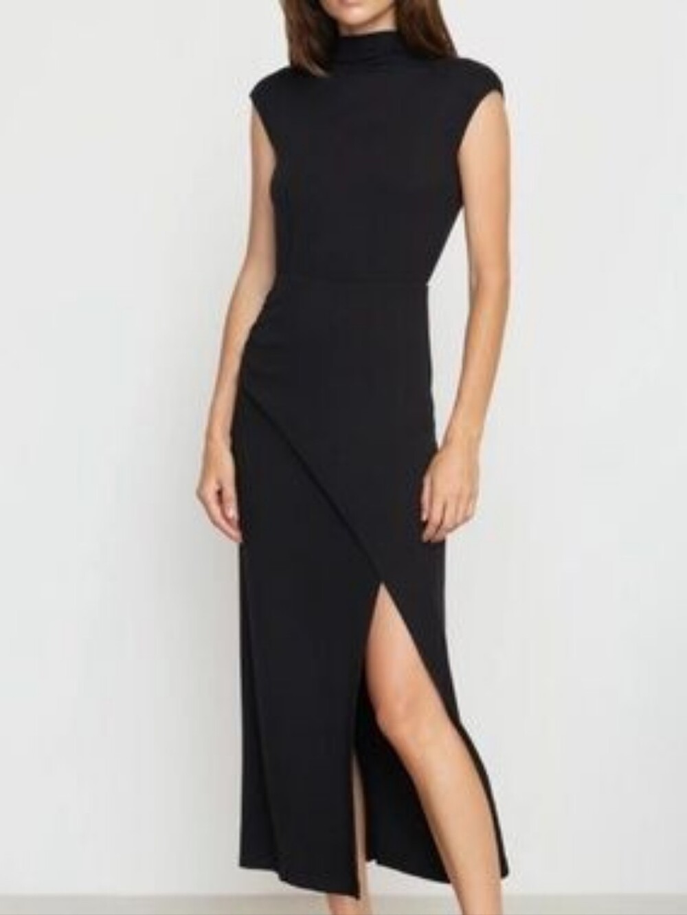 Modern Citizen LBD Hemp Organic Cotton High Neck Maxi Dress S Stretch Jersey